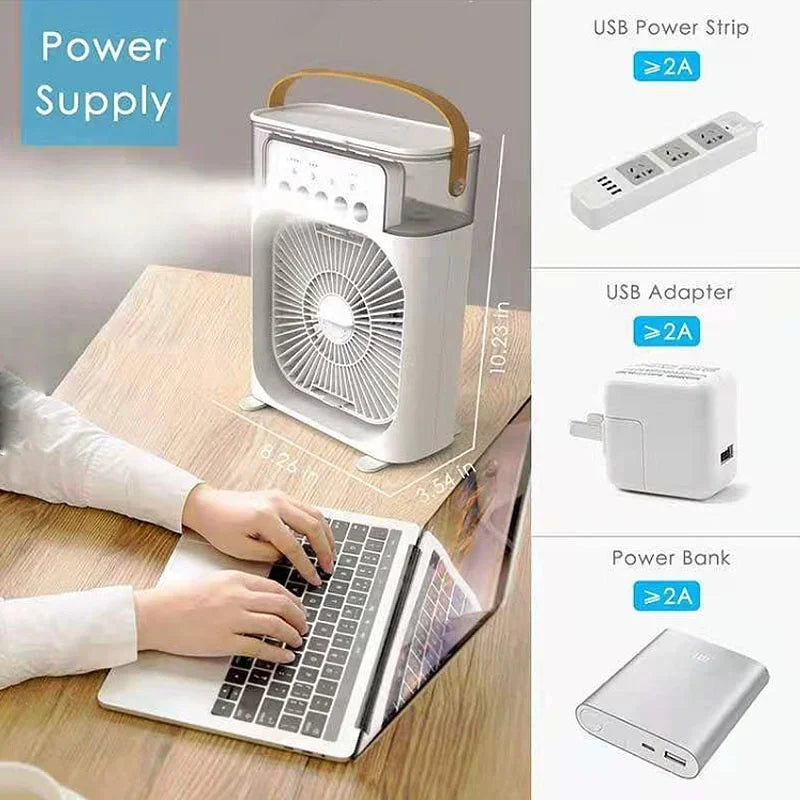 Portable 3 in 1 Fan Air Conditioner Household Small Air Cooler LED Night Lights Humidifier Air Adjustment Home Fans Dropshipping